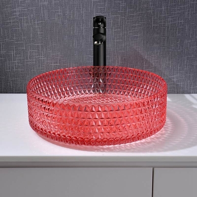 Lavandini della nave del bagno del bacino di Crystal Glass Red Hand Wash