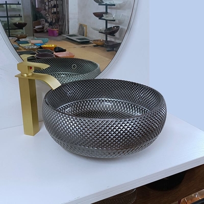 ciotola d'argento del lavandino del bagno di progettazione italiana di 180mm intorno al lavabo blu del contatore del piano d'appoggio