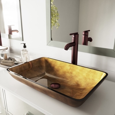 Dimensione standard ruggine temperata pulita facile del lavabo di piano d'appoggio di Brown del lavandino di vetro della nave