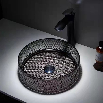 Lavandino trasparente chiaro Diamond Crystal del bagno dei bacini di vetro moderni della nave chiaro