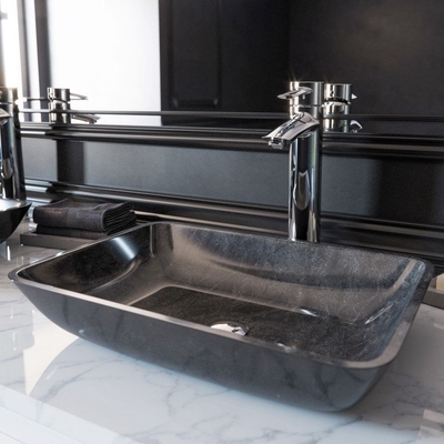 Lavabi verde scuro del bagno Gray Onyx Handmade Rectangular a 18 pollici