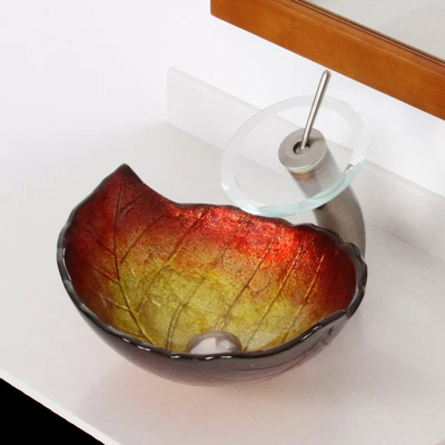 la foglia del lavandino 180mm del bagno del classico di 12mm modella il rame ovale dell'oro del lavabo del piano d'appoggio di forma