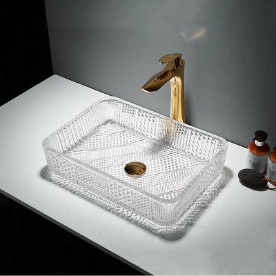 Piano d'appoggio di vetro rettangolare del lavabo Crystal Clear a 12 pollici