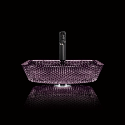 La vanità regolare del controsoffitto affonda i lavandini di vetro del bagno del quadrato di Diamond Purple Crystal 12mm