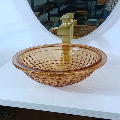 Progettazione italiana Amber Glass Vessel Sink della ciotola rotonda artistica del bacino di vanità