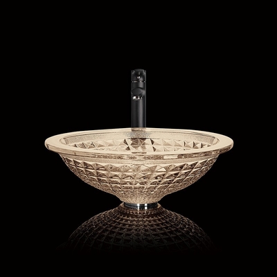 Forma di imbuto domestica del bagno della mano di Champagne Crystal Wash Basins Circular Wash