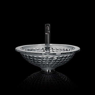 L'imbuto fatto a mano circolare del bagno di Crystal Wash Basins Vessel Glass ha modellato il fumo grigio