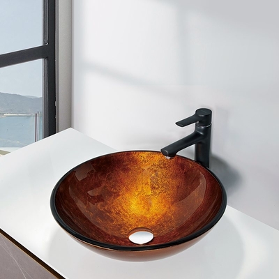 145mm ha temperato il controsoffitto di vetro del bagno del lavandino nessuna resistenza del graffio del foro con stagnola