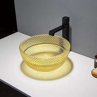 la vanità del controsoffitto di lunghezza di 395mm affonda il giro moderno dell'OEM di Crystal Glass Vessel
