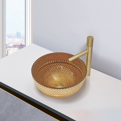 La ciotola britannica di colore dell'oro di Crystal Glass Wash Basin In modella i lavandini del controsoffitto del bagno