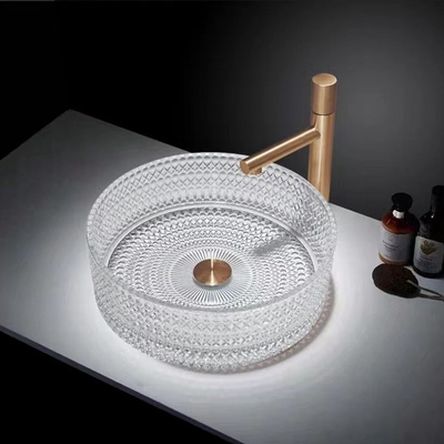 bacini di vetro Crystal Clear Sink No Leakage della nave di spessore di 12mm