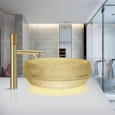 Lavandino di vanità del bagno di colore di Crystal Glass Vessel Basins Yellow di progettazione dell'Italia