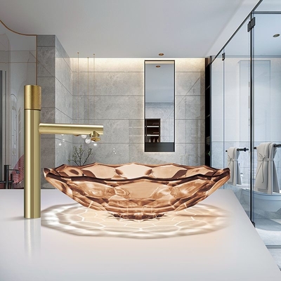 Lavandini del nord della nave di colore del tè del lavabo di vetro di stile di Americ
