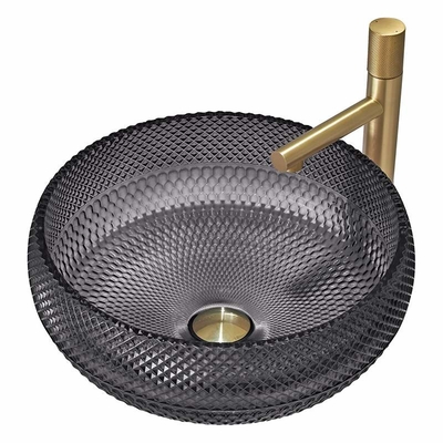 Controsoffitto italiano di colore del nero di Crystal Glass Vessel Basins Transparent di progettazione