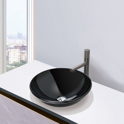 lavabi di vetro temperati 420mm del controsoffitto del bagno del nero del lavandino