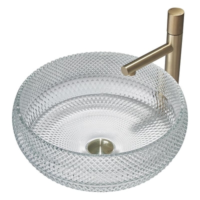 Chiaro lavandino trasparente del lavaggio di vanità di Crystal Glass Vessel Sinks Bathroom sopra il contatore