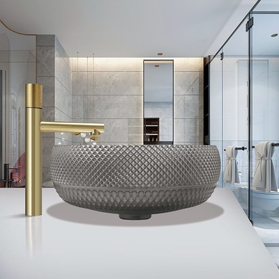 Lavandino scuro del lavaggio di vanità di Grey Crystal Glass Vessel Sinks Bathroom sopra il contatore