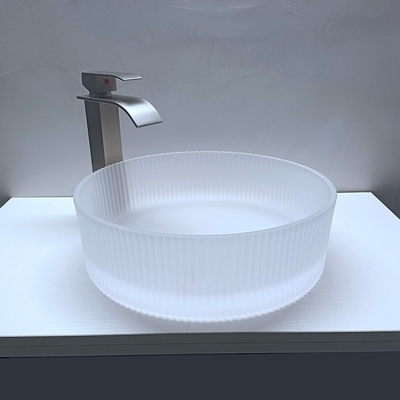 Bande opache acide di Crystal Glass Wash Basin Vertical che fondono sotto pressione i lavandini del bagno del controsoffitto