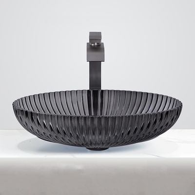 Lavandini per vasi in vetro nero trasparente con scarico pop-up Lavandino da bagno da 1,77 pollici