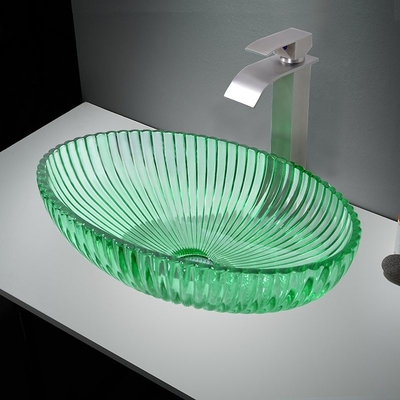 Lavandino del gabinetto dei bacini del vaso di vetro verde trasparente per la decorazione del bagno