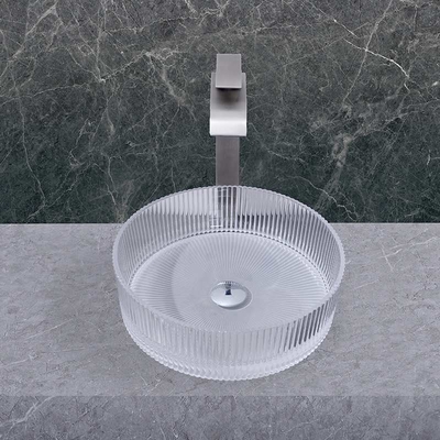Lavabo in vetro a 1 foro 395 * 395 * 120 mm Lavelli per vasi in vetro da appoggio per bagno