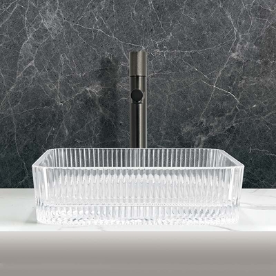 Forma quadrata 1 buco vasco di vetro bacini spessore 12 mm con scarico pop up
