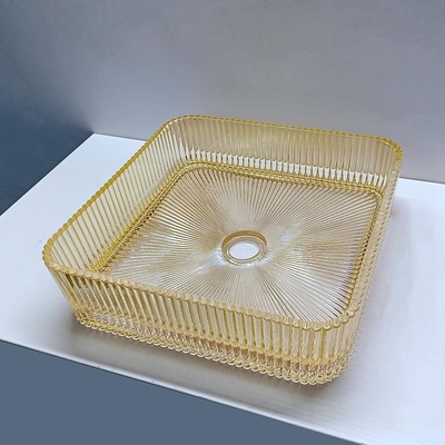 Vasca da lavaggio in vetro a forma quadrata in lavandini da tavolo in colore oro elettroplata