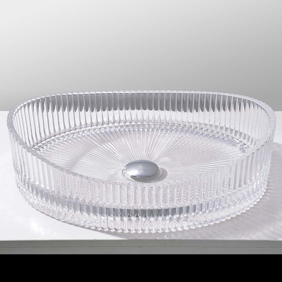 Vaso di lavandino in vetro a fusione senza sovrafflusso sofisticato e alla moda