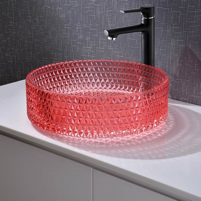 Lavandini della nave del bagno del bacino di Crystal Glass Red Hand Wash