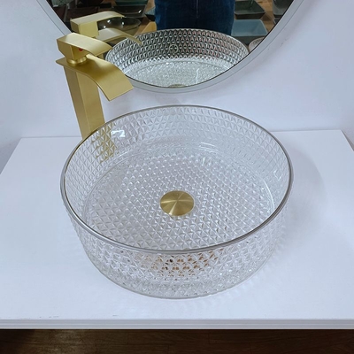 Ciotola di vetro artistica della nave di isolato di vetro a 10 pollici del lavabo con il bordo d'argento