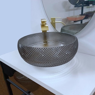 Giro di vetro unico del controsoffitto di Grey Bathroom Grey Crystal Vanity dei bacini della nave