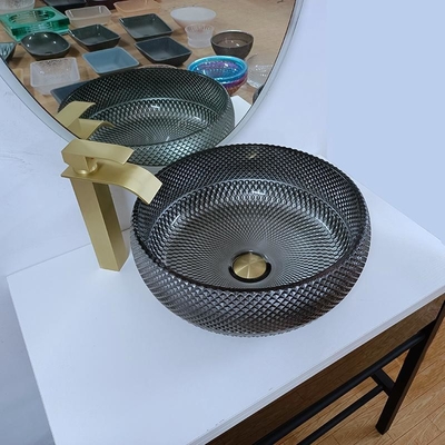 ciotola d'argento del lavandino del bagno di progettazione italiana di 180mm intorno al lavabo blu del contatore del piano d'appoggio
