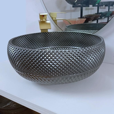 ciotola d'argento del lavandino del bagno di progettazione italiana di 180mm intorno al lavabo blu del contatore del piano d'appoggio