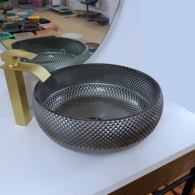 ciotola d'argento del lavandino del bagno di progettazione italiana di 180mm intorno al lavabo blu del contatore del piano d'appoggio
