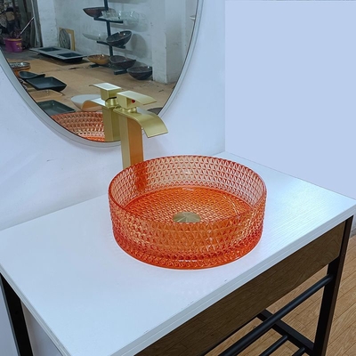 Il lavandino della nave del bagno lancia lavabo di qualità superiore del contatore del piano d'appoggio di progettazione di vetro dell'Italia