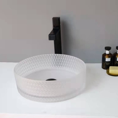 Parte alta acida Crystal Diamond di vanità 12mm di Matt Glass Vessel Basins Bathroom