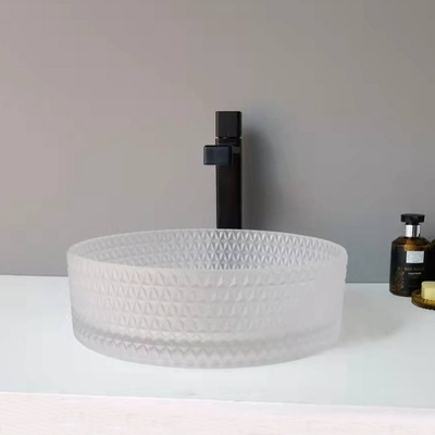 Parte alta acida Crystal Diamond di vanità 12mm di Matt Glass Vessel Basins Bathroom