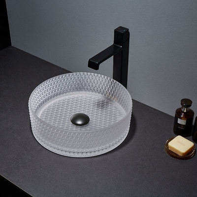 Parte alta acida Crystal Diamond di vanità 12mm di Matt Glass Vessel Basins Bathroom