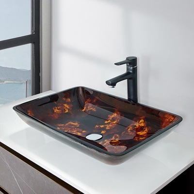 Lavandino nero della nave di rettangolo di rettangolo di forma di colore ruggine moderno del lavabo