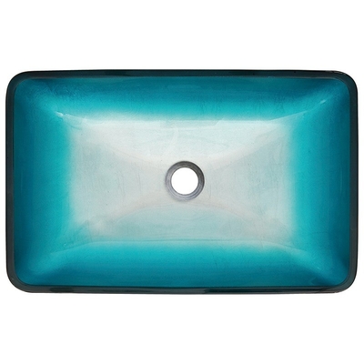 Lavandini blu di vetro temperato 560 * 360 * 110mm della nave di rettangolo con il rubinetto