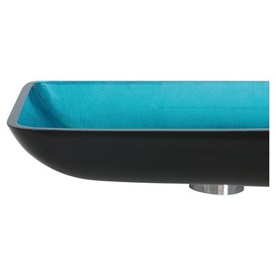 Lavandini blu di vetro temperato 560 * 360 * 110mm della nave di rettangolo con il rubinetto