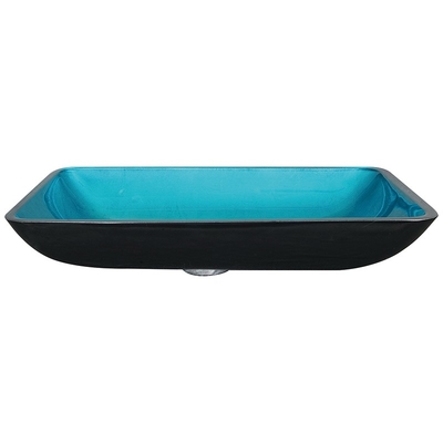 Lavandini blu di vetro temperato 560 * 360 * 110mm della nave di rettangolo con il rubinetto