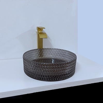 Lavandino trasparente chiaro Diamond Crystal del bagno dei bacini di vetro moderni della nave chiaro