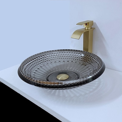 Lavabo basso trasparente moderno intorno al bagno nero del lavandino della ciotola di 19mm