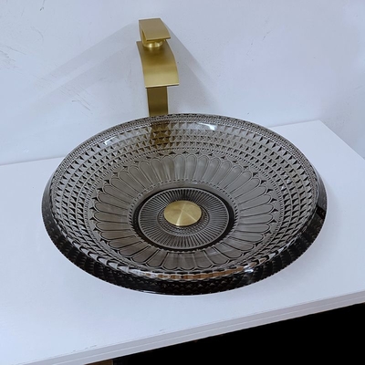 Lavabo basso trasparente moderno intorno al bagno nero del lavandino della ciotola di 19mm
