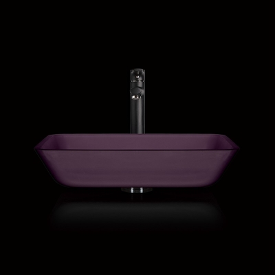 Lavandino rettangolare Matt Purple Glass Countertop acido del bagno della nave