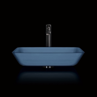Lavandino fatto a mano Matt Vessel Light Blue Vanity del vetro temperato rettangolare