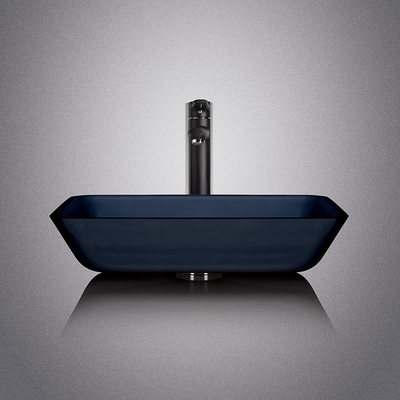 Lavabo nero di vetro temperato di colore 12mm Matt Counter Top Bowl Sink acido