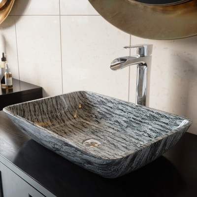 Nero di titanio/Gray Bathroom Wash Basins L460 * W330 * lavandino nero rettangolare della nave di H105mm