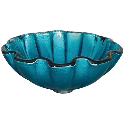Forma verde del fiore del controsoffitto del bagno 150mm della ciotola di vetro del bacino temperata giro